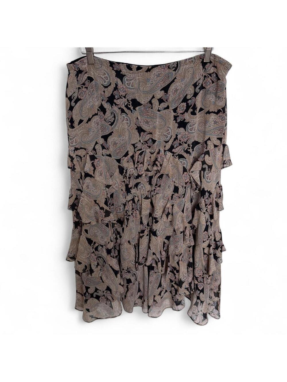 100% Silk boho fairy ruffle paisley skirt